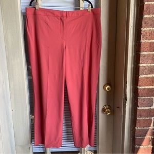 St. John Wool Light Salmon/Coral Straight Leg Trousers Mid Rise Lightweight